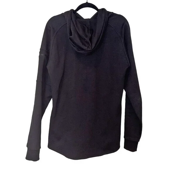 ASRV DSG-0134 Black Arm Pocket Black Drawstring Hoodie - Size S